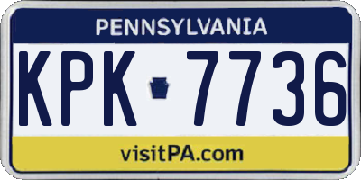PA license plate KPK7736