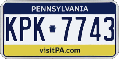PA license plate KPK7743