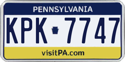 PA license plate KPK7747