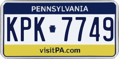 PA license plate KPK7749
