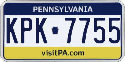 PA license plate KPK7755