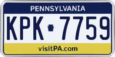 PA license plate KPK7759
