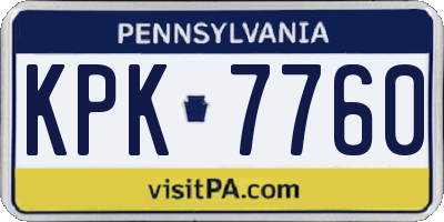 PA license plate KPK7760