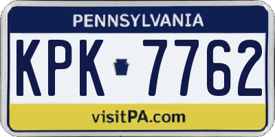 PA license plate KPK7762
