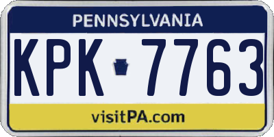 PA license plate KPK7763