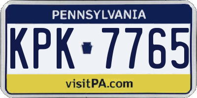 PA license plate KPK7765