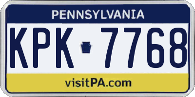 PA license plate KPK7768