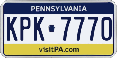 PA license plate KPK7770