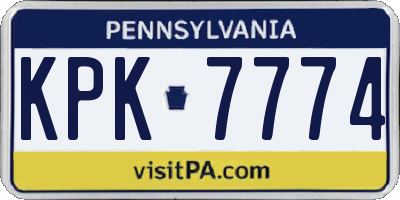 PA license plate KPK7774