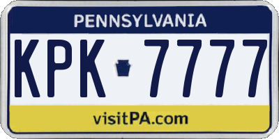 PA license plate KPK7777