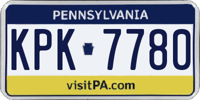 PA license plate KPK7780