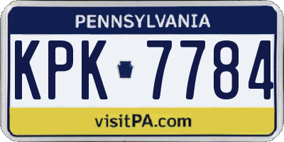 PA license plate KPK7784