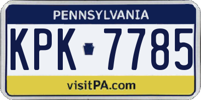 PA license plate KPK7785