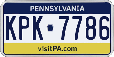 PA license plate KPK7786