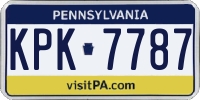 PA license plate KPK7787