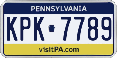 PA license plate KPK7789