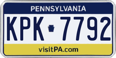 PA license plate KPK7792