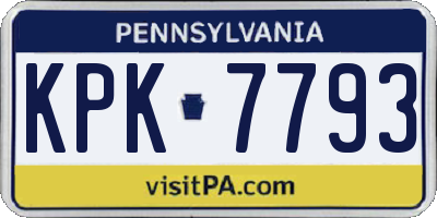 PA license plate KPK7793