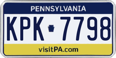 PA license plate KPK7798