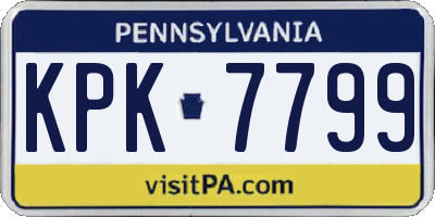 PA license plate KPK7799