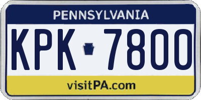 PA license plate KPK7800