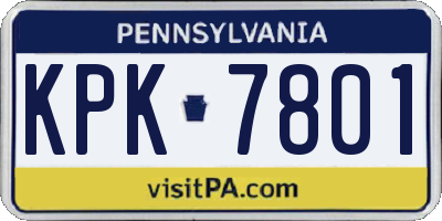 PA license plate KPK7801