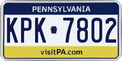 PA license plate KPK7802