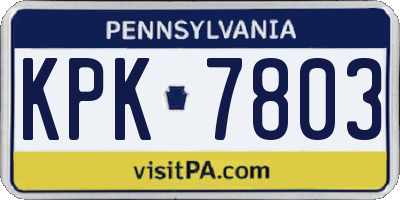 PA license plate KPK7803