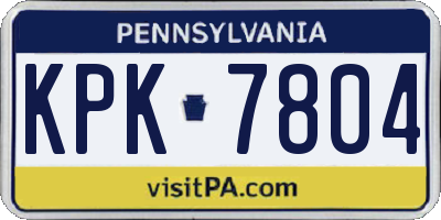 PA license plate KPK7804