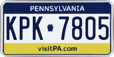 PA license plate KPK7805