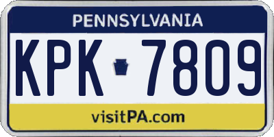 PA license plate KPK7809