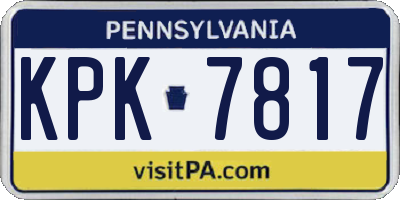 PA license plate KPK7817