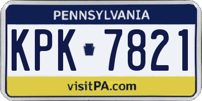 PA license plate KPK7821