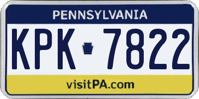 PA license plate KPK7822