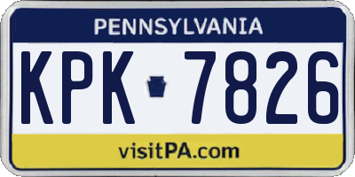 PA license plate KPK7826