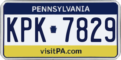 PA license plate KPK7829