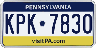 PA license plate KPK7830