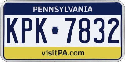 PA license plate KPK7832