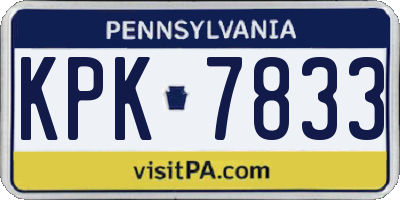 PA license plate KPK7833