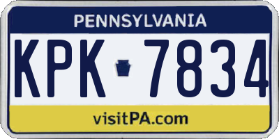 PA license plate KPK7834