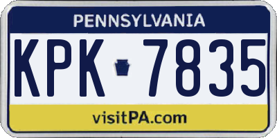 PA license plate KPK7835