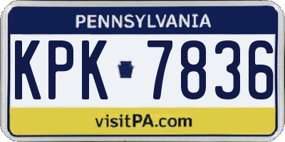 PA license plate KPK7836