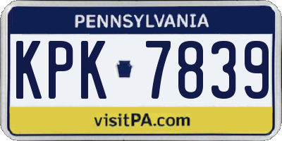PA license plate KPK7839