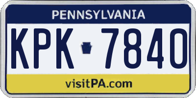 PA license plate KPK7840
