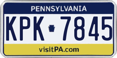 PA license plate KPK7845
