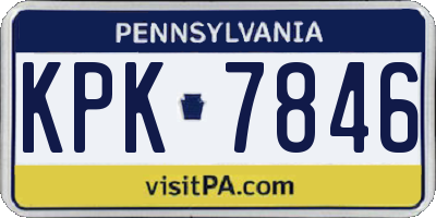 PA license plate KPK7846
