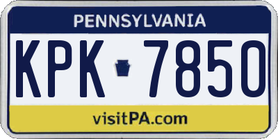 PA license plate KPK7850