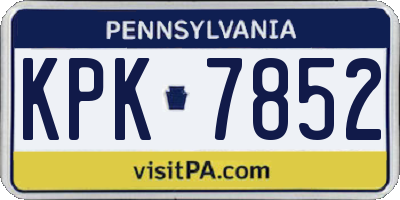 PA license plate KPK7852