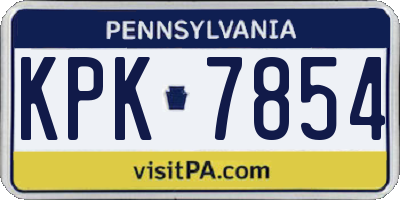 PA license plate KPK7854