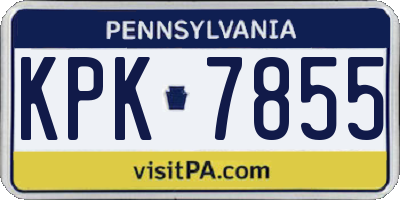 PA license plate KPK7855